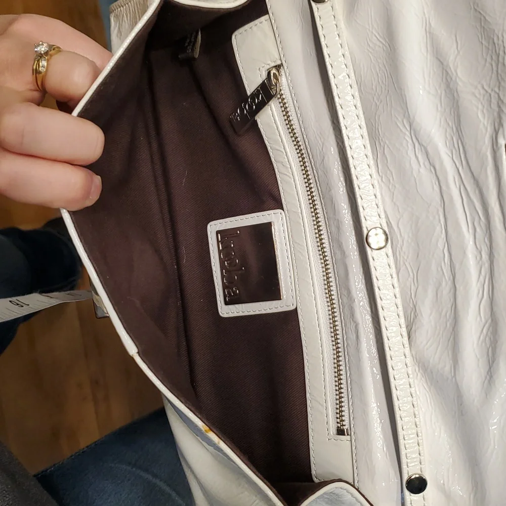 Kooba White Leather Clutch Shoulder Bag With‎ Silver Hardware